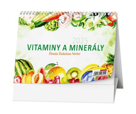 Kalendář stolní týdenní Vitamíny a minerály Renaty Raduše Herber 2025 / 21cm x 15cm / BSF1
