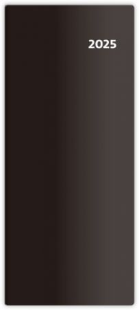 Diář měsíční kapesní - Torino měsíční - černá 2025 / 7,7cm x 17,8cm / PT01-01-25