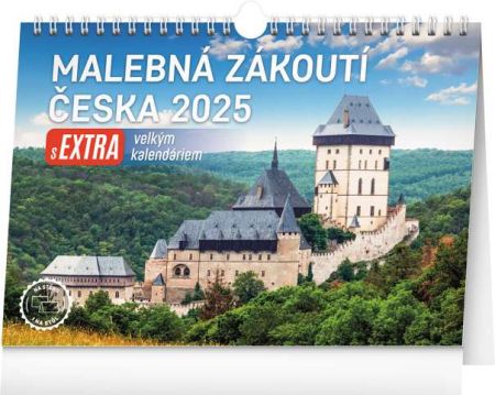 Kalendář stolní Malebná zákoutí Česka 2025 s extra velkým kalendáriem, 30cm x 21cm, PGS-33