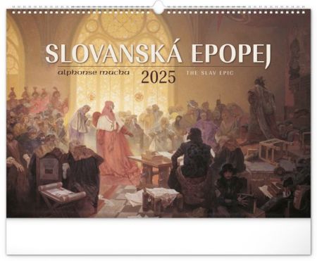 Nástěnný kalendář Slovanská epopej – Alfons Mucha 2025, 48 × 33 cm