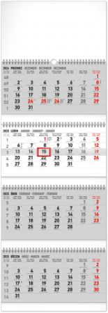 Nástěnný kalendář 4měsíční standard skládací 2025, 29,5 × 84,5 cm