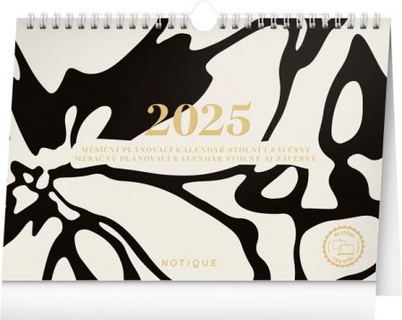 Měsíční plánovací kalendář Abstrakt 2025, 30 × 21 cm