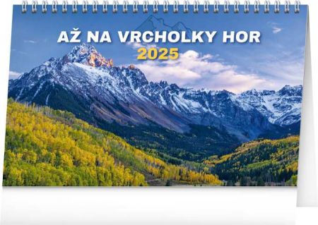 Stolní kalendář Až na vrcholky hor 2025, 23,1 × 14,5 cm