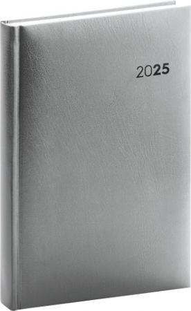 Denní diář Balacron 2025, stříbrný, 15 × 21 cm