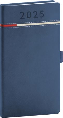 Kapesní diář Tomy 2025, modro-červený, 9 × 15,5 cm