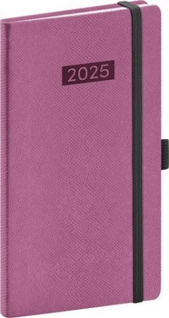Kapesní diář Diario 2025, růžový, 9 × 15,5 cm