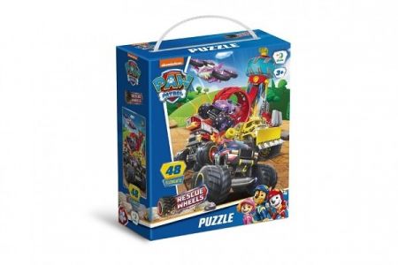 Puzzle Tlapková patrola/Paw Patrol Záchrana na kolech 32x23cm 48 dílků v krabičce 15x18x6c