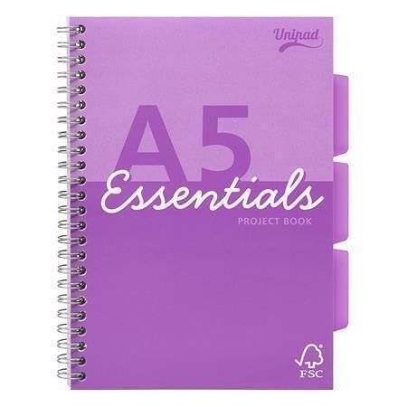 Spirálový sešit &quot;Unipad Essentials Project Book&quot;, mix vzorů, A5, linkovaný, 100 listů, PUK