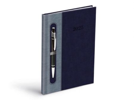 Diář týdenní T805 PU dark blue/gray - na propisku 2025 / 14,8cm x 21cm / 7781377