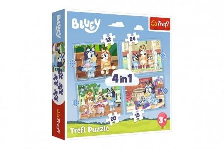 Puzzle 4v1 Bluey a jeho svět 28,5x20,5cm v krabici 28x28x6cm