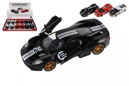 Auto Kinsmart Ford GT 1:38 kov/plast 12,5cm 3 barvy na zpětné natažení