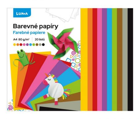 Papír barevný mix složka A4, 20ks LUMA