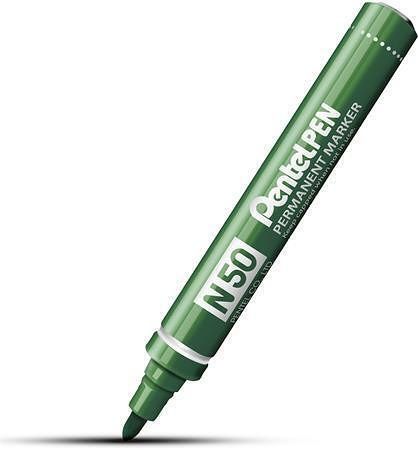 Permanentní popisovač &quot;N50&quot;, zelená, 2 mm, kuželový hrot, PENTEL N50-DE