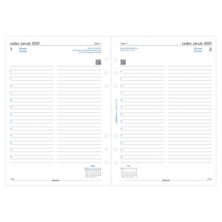 Filofax, Kalendář 2025 A5, den/1 strana, linky, ČJ + SJ