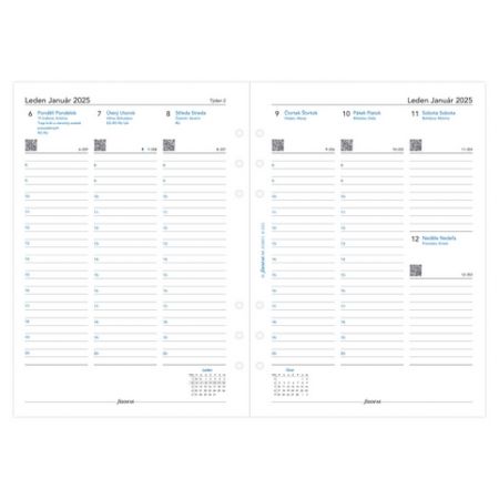 Filofax, Kalendář 2025 A5, týden / 2 strany, linky, ČJ+SJ