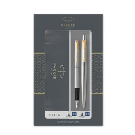 Parker Jotter Stainless Steel GT sada plnicí pero a kuličková tužka