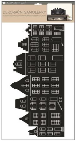 Samolepka na zeď černé domy 32 x 60 cm