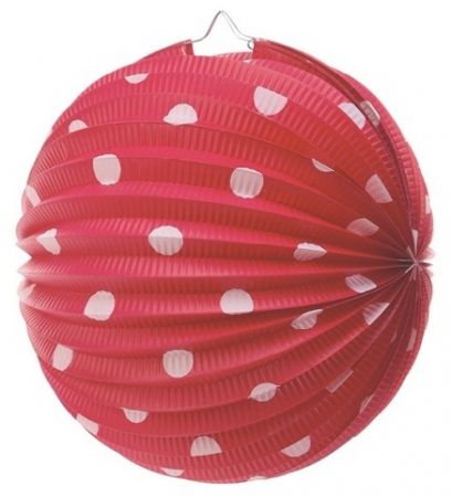 Lampion s puntíky růžový 25 cm