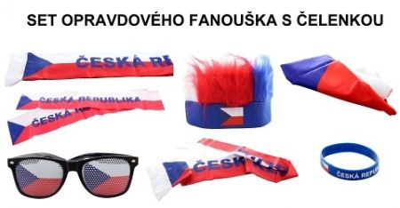 Fandící set Česká republika s čelenkou