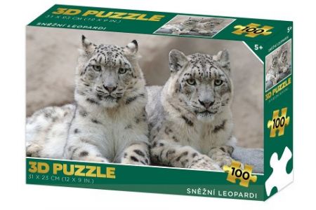 Puzzle 3D - Sněžní leopardi