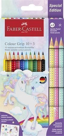 Barevné pastelky &quot;Grip&quot;, 13 barev, trojhranné, jednorožec, FABER-CASTELL 201542