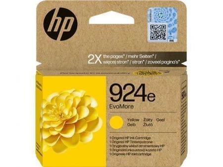 4K0U9NE Inkjet cartridge for Officejet Pro 8120e, 8130e printers, HP 924 EvoMore, yellow, 