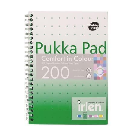 Spirálový sešit &quot;Irlen Jotta Green&quot;, A5, linkovaný, 100 listů, PUKKA PAD IRLJOTA5(GREEN)