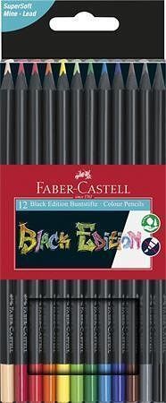 Pastelky &quot;Balck Edition&quot;, 12 různých barev, trojhranné, FABER-CASTELL