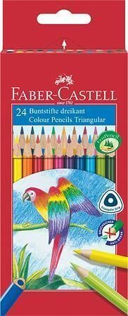 Barevné pastelky &quot;Parrot&quot;, 24 barev, trojhranné, FABER-CASTELL 116544