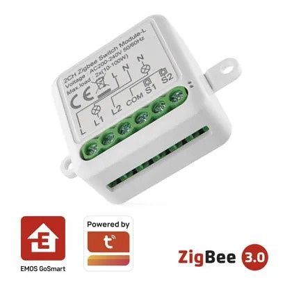 EMOS GoSmart modul spínací IP-2104SZ, ZigBee, 2-kanálový (nevyžaduje N vodič)