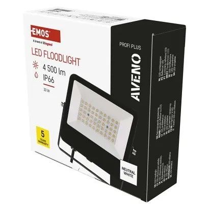 EMOS LED reflektor AVENO 30W, černý, neutrální bílá