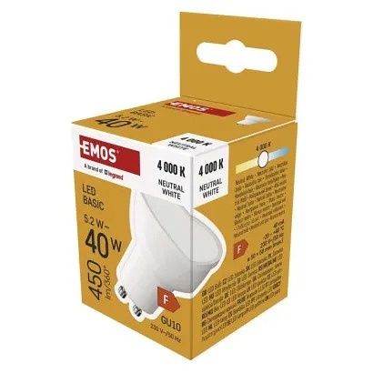 EMOS LED žárovka Basic MR16 / GU10 / 5,2 W (40 W) / 450 lm / neutrální bílá