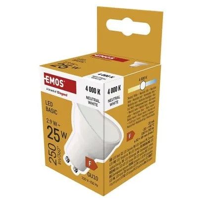 EMOS LED žárovka Basic MR16 / GU10 / 2,9 W (25 W) / 250 lm / neutrální bílá