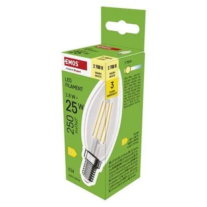 EMOS LED žárovka Filament svíčka / E14 / 1,8 W (25 W) / 250 lm / teplá bílá