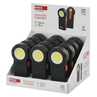 EMOS COB LED svítilna  plastová, 3× AAA