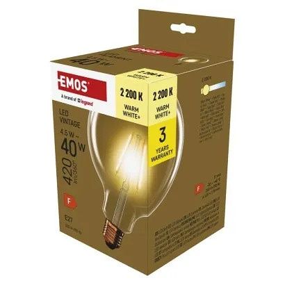 EMOS LED žárovka Vintage G125 / E27 / 4,5 W (40 W) / 420 lm / teplá bílá