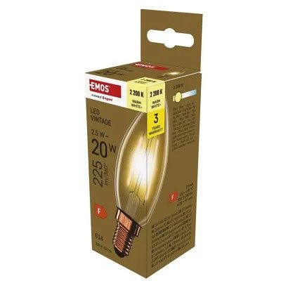 EMOS LED žárovka Vintage svíčka / E14 / 2,5 W (20 W) / 225 lm / teplá bílá