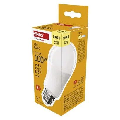 EMOS LED žárovka Basic A60 / E27 / 17,8 W (100 W) / 1521 lm / teplá bílá