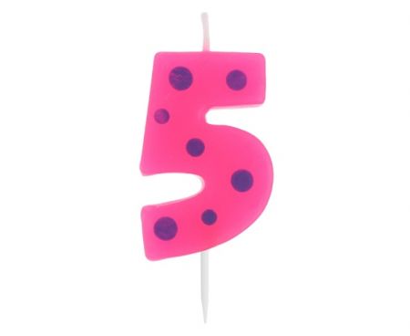 Svíčka dortová TEČKY &quot;5&quot; 6cm