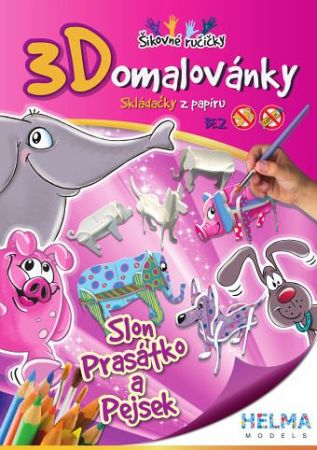 3D omalovánky OZ7 slon, prase, pes