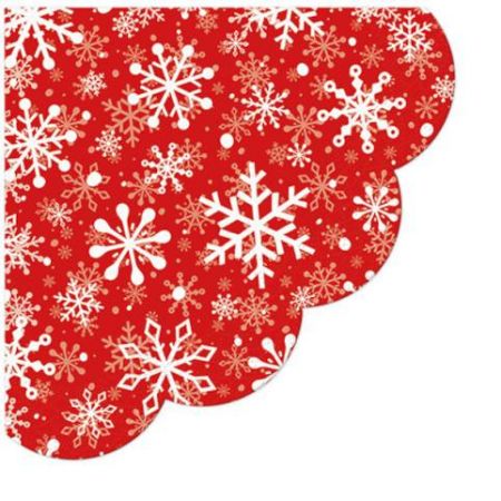 Ubrousky PAW Dekor R (12ks) Christmas Snowflakes light red