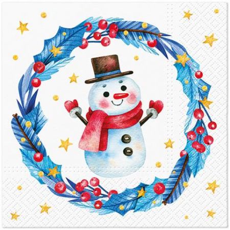 Ubrousky PAW TETE L (20ks) Cute Snowman in Garland