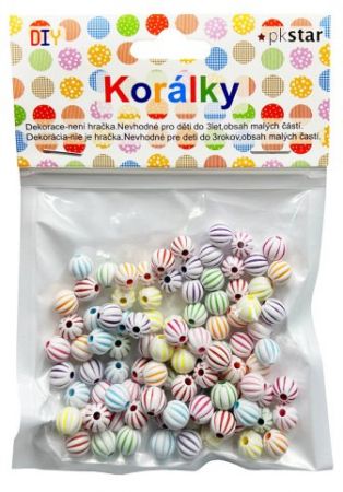 Korálky plastové barevný 8 mm 26 g