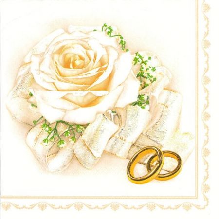 Ubrousky MAKI L (20ks) Wedding Rings &amp; White Rose