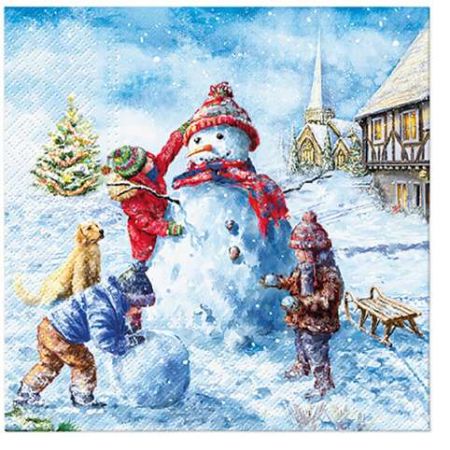 Ubrousky PAW Dekor L (20ks) Snowman Fun