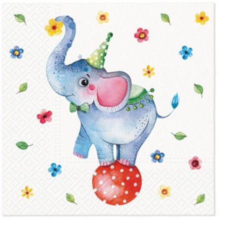 Ubrousky PAW Dekor L (20ks) Circus Elephant