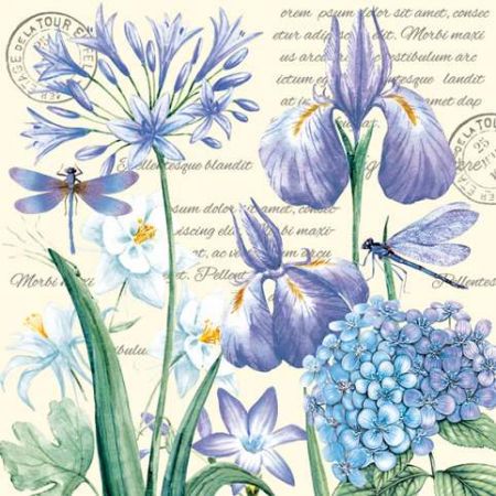 Ubrousky MAKI L (20ks) Irises, Hydrangea and Dragonflies