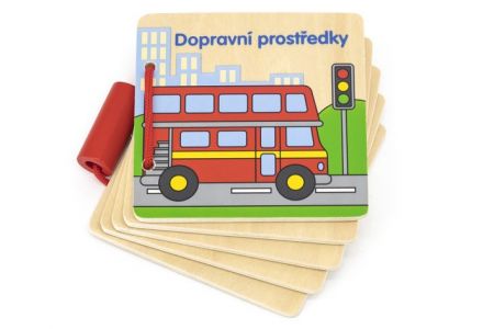 Dřevěná knížka - dopravní prostředky český jazyk