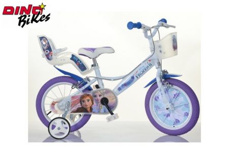 Dino Bikes Dětské kolo se sedačkou pro panenku a košíkem Frozen 2 16&quot;