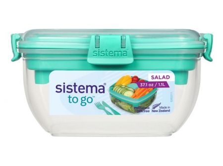 Sistema® TO GO™ Krabička s miskou na salát s oddělenými komorami, s příborem 1,1 l, mátová